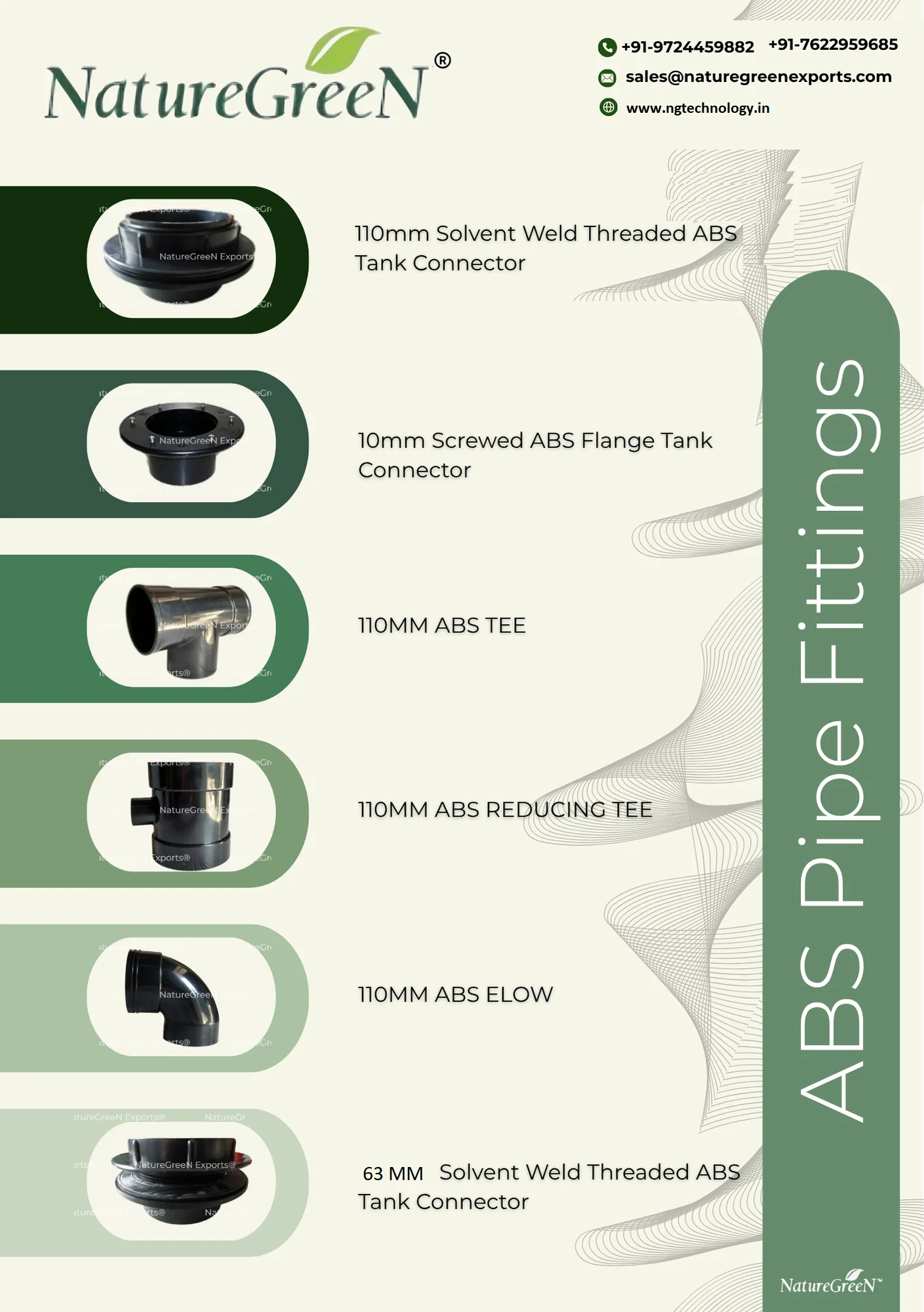 ABS pipe fittings for industrial chemical and wastewater piping systems