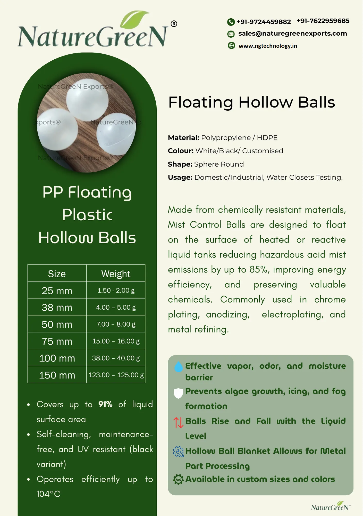 Polypropylene Hollow Float Balls